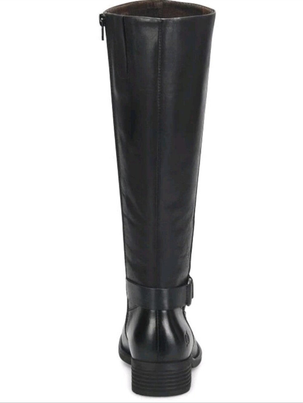 NWT Born Saddler Black Leather Wide-Calf Chunky Tread Heeled Boots Side Zip 10 - Picture 6 of 11